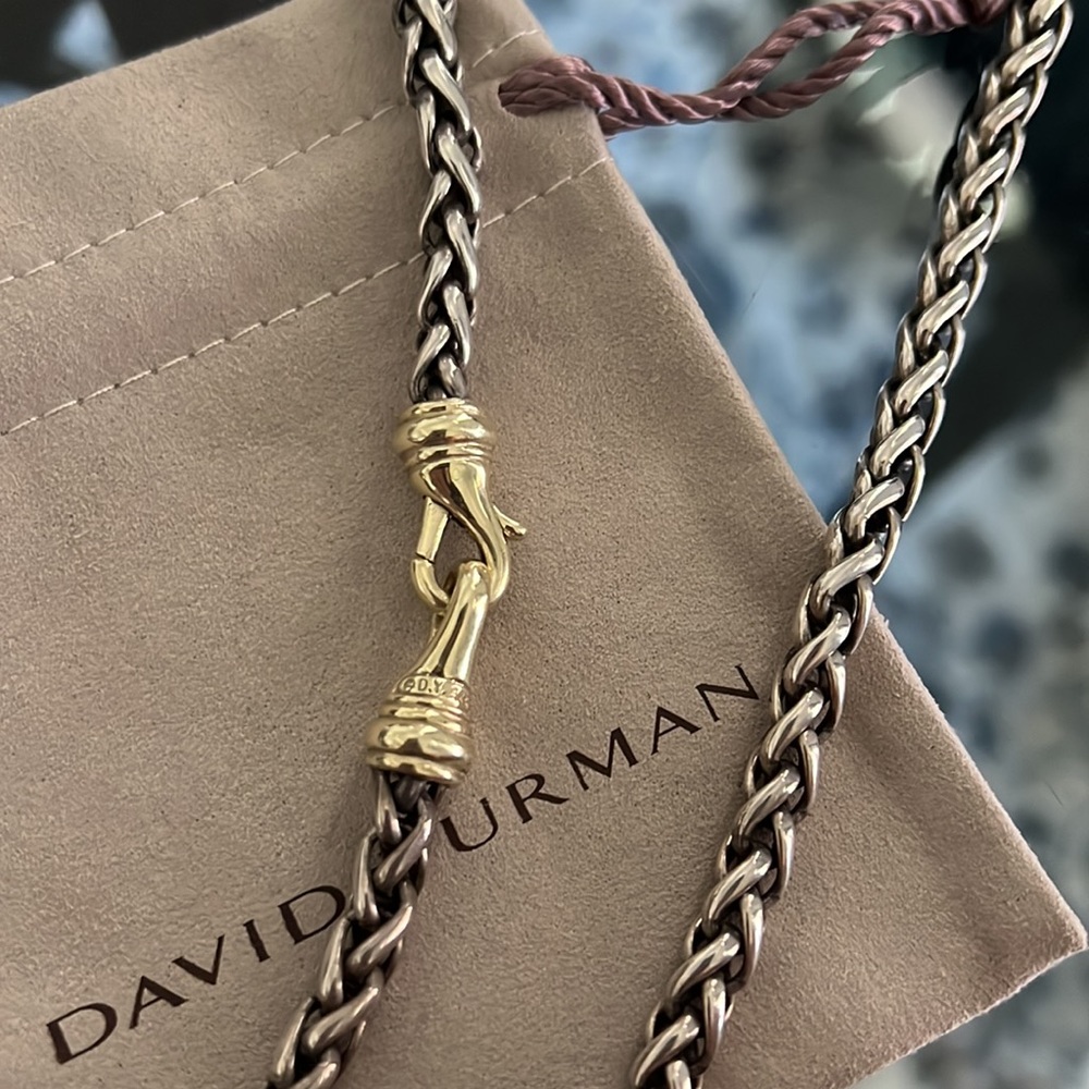 David Yurman Silver and Gold Twisted Cable Necklace - Picture 4 of 8